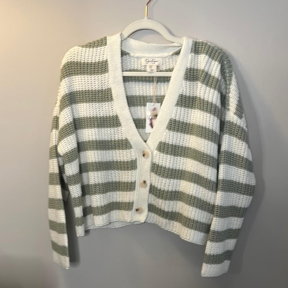 Striped V-Neck Cardigan Sweater